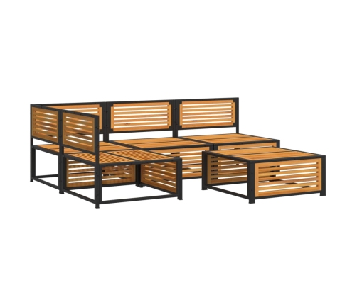 Set de sofás de jardín con cojines 5 pzas madera maciza acacia