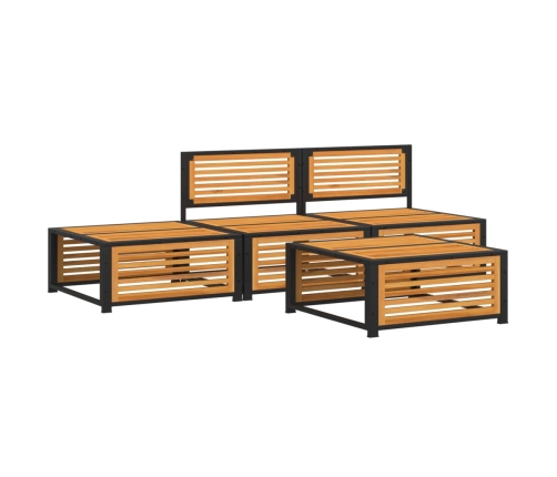 Set sofás de jardín con cojines 4 pzas madera maciza de acacia