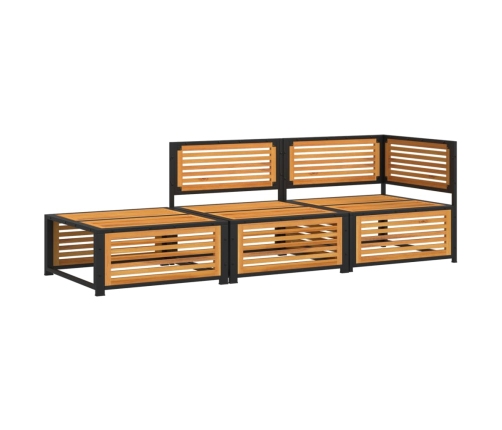Set de sofás de jardín con cojines 3 pzas madera maciza acacia