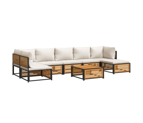 Set de sofás de jardín con cojines 8 pzas madera maciza acacia