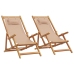 vidaXL Sillas de playa plegables 2 unidades tela y madera maciza taupe