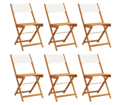 Sillas jardín plegables 6 uds tela madera maciza y tela crema