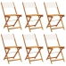 Sillas jardín plegables 6 uds tela madera maciza y tela crema