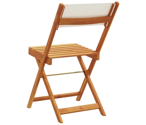 Sillas jardín plegables 6 uds tela madera maciza y tela crema