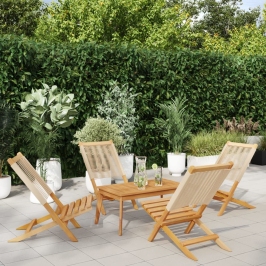 Sillas de jardín plegables 4 uds madera maciza acacia beige