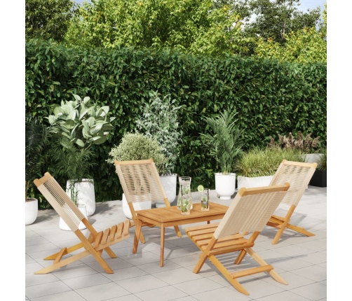 Sillas de jardín plegables 4 uds madera maciza acacia beige