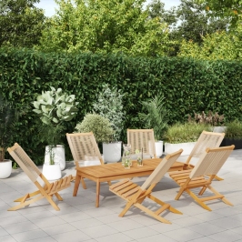 Sillas de jardín plegables 6 uds madera maciza acacia beige