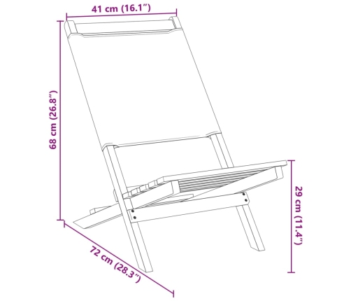 vidaXL Sillas jardín plegables 4 uds tela madera maciza y tela crema