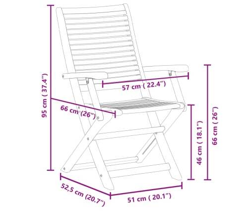 Sillas de jardín plegables 4 uds madera acacia 57x66x95 cm