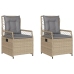 Sillones reclinables de jardín 2 uds ratán sintético beige