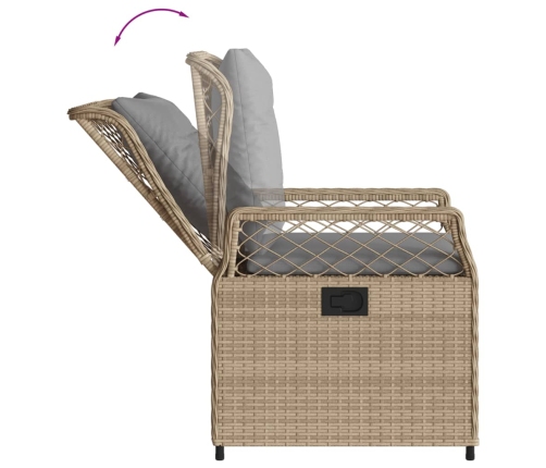 vidaXL Sillones reclinables de jardín 2 uds ratán sintético beige