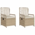 Sillones reclinables de jardín 2 uds ratán sintético beige