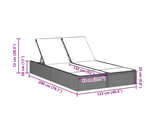 vidaXL Tumbona doble con cojines ratán sintético beige