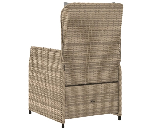 Sillones reclinables de jardín 2 uds ratán sintético beige