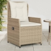 Sillones reclinables de jardín 2 uds ratán sintético beige