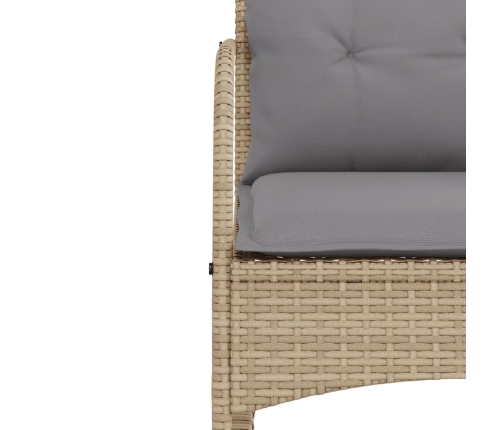 Silla mecedora de jardín con cojines ratán sintético beige