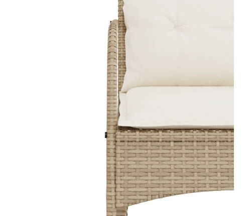 Silla mecedora de jardín con cojines ratán sintético beige