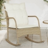 Silla mecedora de jardín con cojines ratán sintético beige