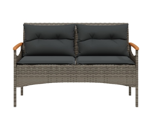 Set de sofás de jardín 4 pzas y cojines ratán sintético gris