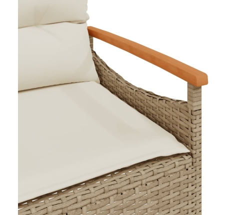 Juego de sofás de jardín con cojines beige 3 pzas ratán PE