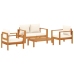 Set sofás de jardín con cojines 4 pzas madera maciza de acacia