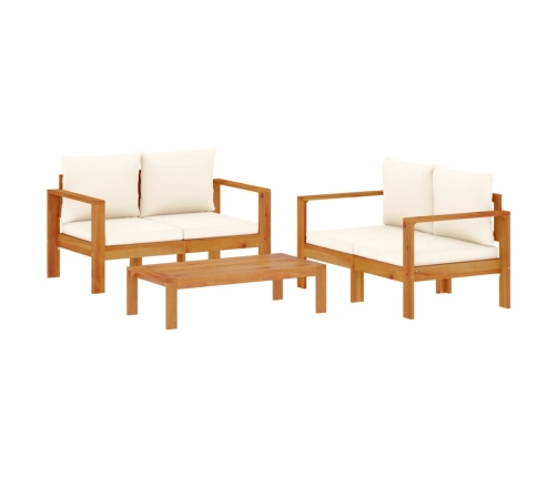 Set de sofás de jardín con cojines 3 pzas madera maciza acacia