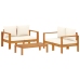Set de sofás de jardín con cojines 3 pzas madera maciza acacia