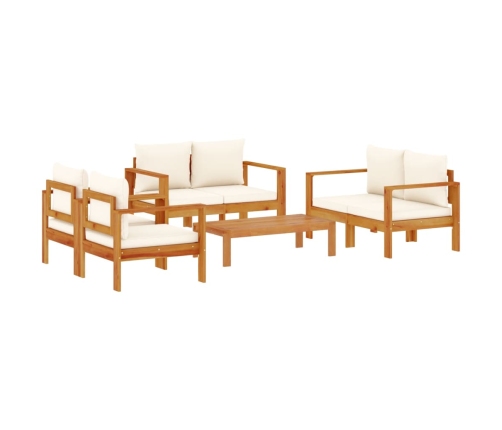 Set de sofás de jardín con cojines 5 pzas madera maciza acacia