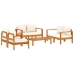Set de sofás de jardín con cojines 5 pzas madera maciza acacia