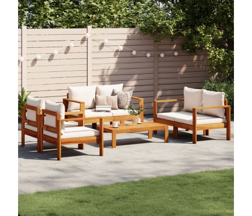 Set de sofás de jardín con cojines 5 pzas madera maciza acacia