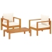 Set de sofás de jardín con cojines 3 pzas madera maciza acacia