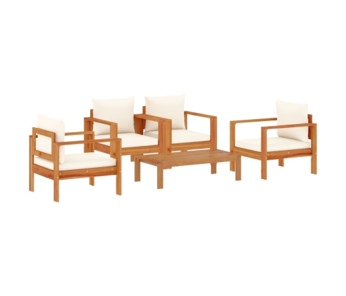 Set de sofás de jardín con cojines 5 pzas madera maciza acacia