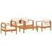 Set de sofás de jardín con cojines 5 pzas madera maciza acacia