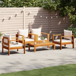 Set de sofás de jardín con cojines 5 pzas madera maciza acacia