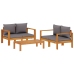 Set de sofás de jardín con cojines 3 pzas madera maciza acacia