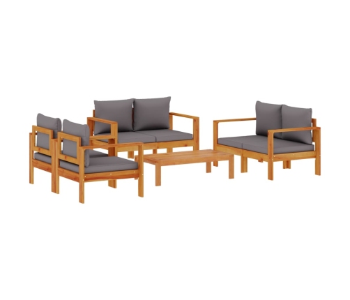 Set de sofás de jardín con cojines 5 pzas madera maciza acacia