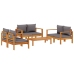 Set de sofás de jardín con cojines 5 pzas madera maciza acacia