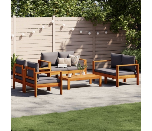 Set de sofás de jardín con cojines 5 pzas madera maciza acacia