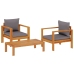 Set de sofás de jardín con cojines 3 pzas madera maciza acacia