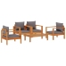 Set de sofás de jardín con cojines 5 pzas madera maciza acacia