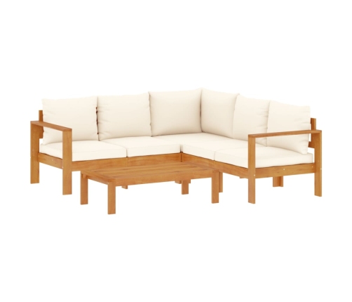 Set sofás de jardín con cojines 4 pzas madera maciza de acacia