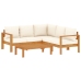 Set sofás de jardín con cojines 4 pzas madera maciza de acacia