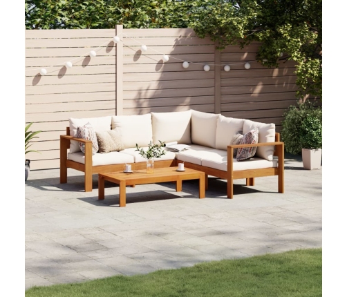 Set sofás de jardín con cojines 4 pzas madera maciza de acacia