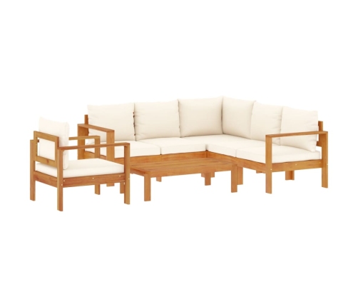 Set de sofás de jardín con cojines 5 pzas madera maciza acacia