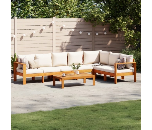 Set de sofás de jardín con cojines 5 pzas madera maciza acacia