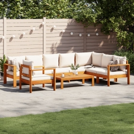 Set de sofás de jardín con cojines 6 pzas madera maciza acacia