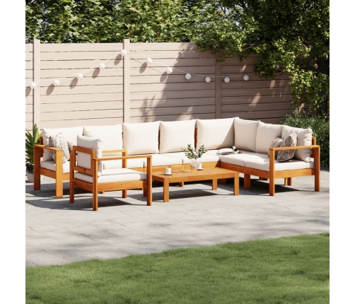 Set de sofás de jardín con cojines 6 pzas madera maciza acacia