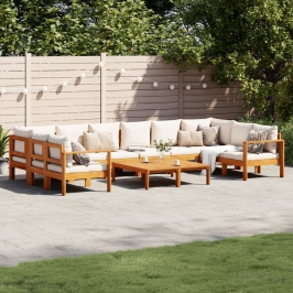 Set de sofás de jardín con cojines 8 pzas madera maciza acacia