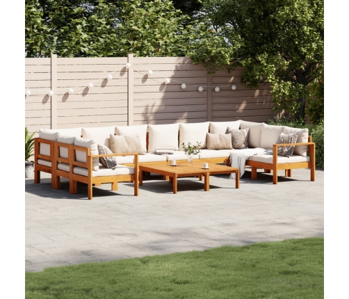 Set de sofás de jardín con cojines 8 pzas madera maciza acacia