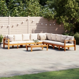 Set de sofás de jardín con cojines 6 pzas madera maciza acacia